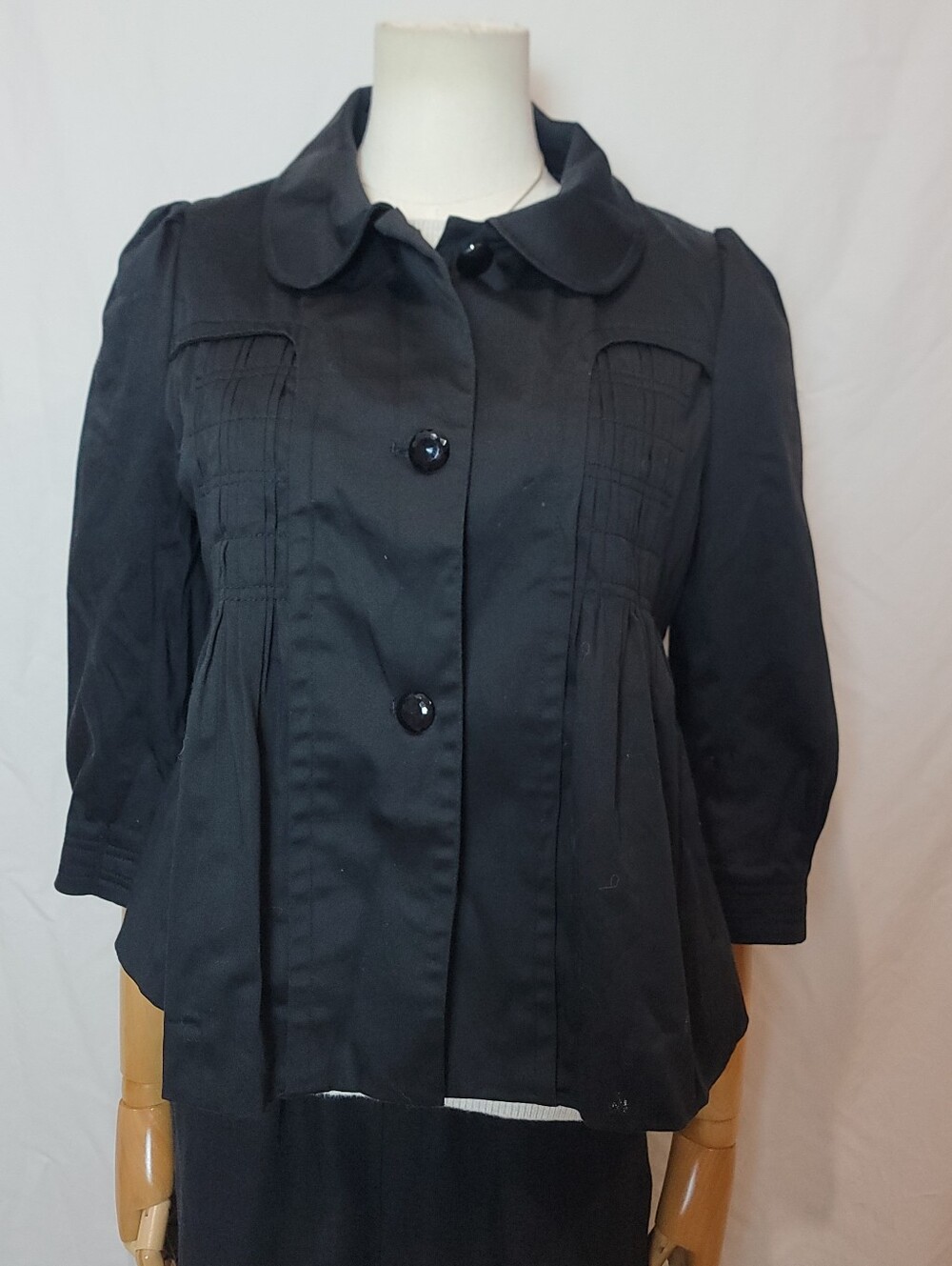 Priorities Brand Vintage Style Black Cropped Swing Jacket, Size Medium